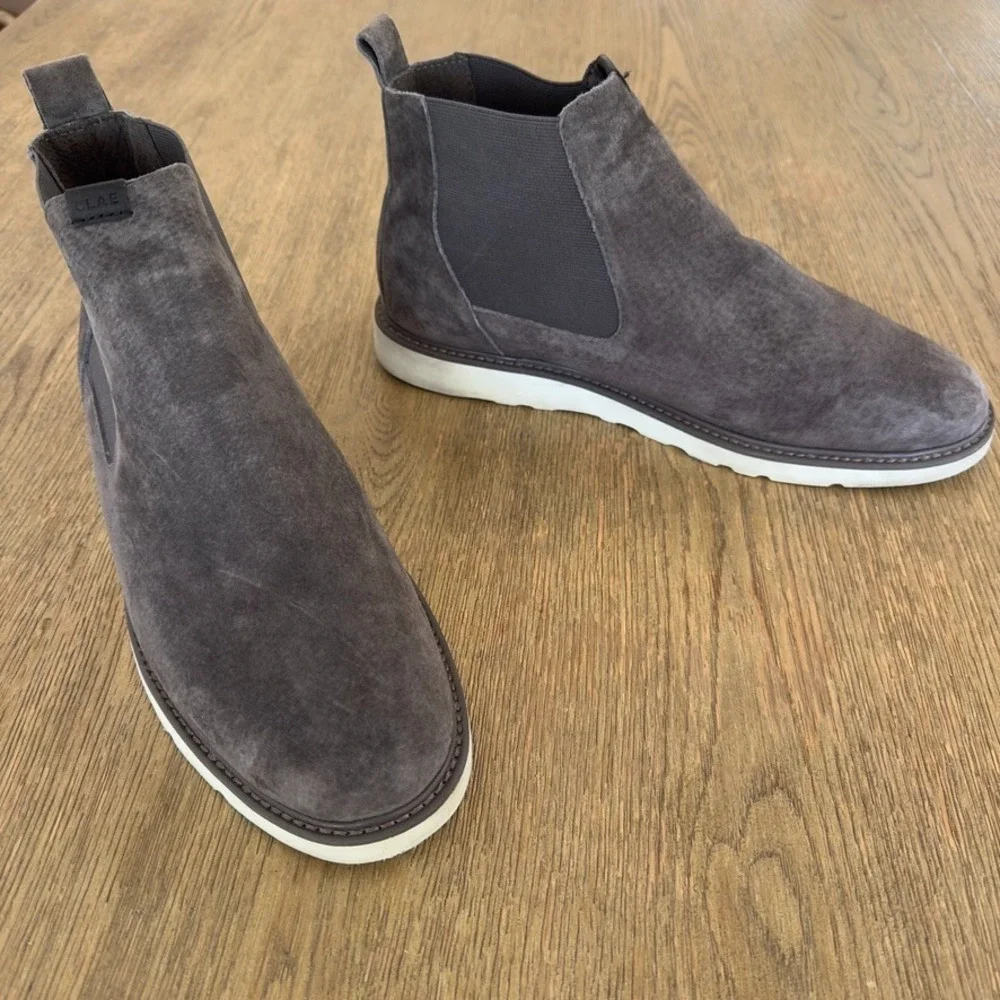 Clae Richards Vibram Chelsea Boots-Umber Waxed Dark Charcoal Suede-Men's Size 11